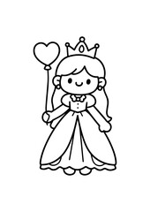 Princess with Heart Balloon Illustration