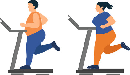 Couple running for lose weight on png background