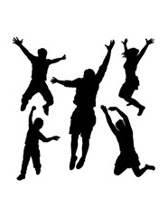 Male and female jumping action sport training silhouette © IMade