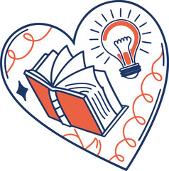 Heart of Knowledge: Open Book with Bright Idea