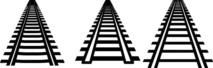 Railway track set, Set of railroad tracks, railroad tracks collection, Vector of railroad tracks, railroad tracks silhouette, railroad tracks isolated on white background