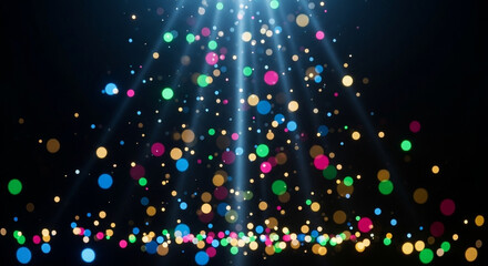 Multicolor light trails with sparkling bokeh and star glints on dark, dynamic celebration background perfect for new year promotions, event posters and social headers