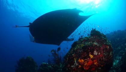 Fototapeta premium Manta Ray in coral reef