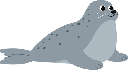 Fototapeta premium friendly dotted seal cartoon , cute underwater sea lion character, sea life animal, isolated child aquamarine life illustration