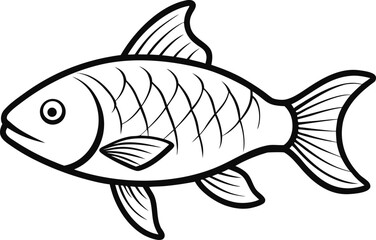 roach fish outline vector illustration on white background