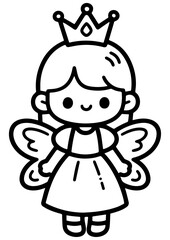 Fantasy Princess Coloring Page with Wings