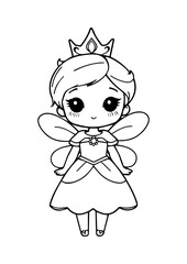 Black and White Princess Wings Outline