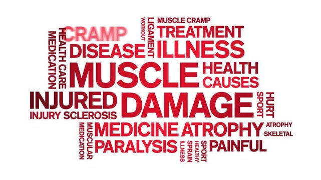 Muscle Damage animated word cloud-text design animation tag kinetic typography seamless loop.һ����: