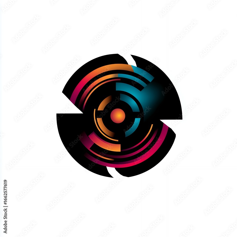 Poster abstract circular design with vibrant gradient colors