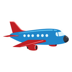 Fototapeta premium Blue airplane with red accents flying