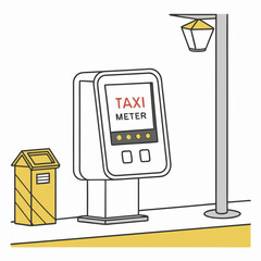 Digital Taxi Meter Display on City Street