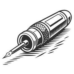 Vintage Black And White Illustration Of A Quill Pen