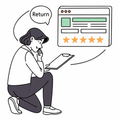 Woman Reviewing Product Online Giving Feedback Stars Rating