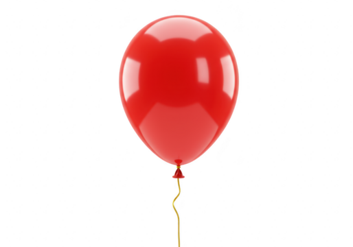 A single, bright red balloon floating isolated on a transparent background, symbolizing celebration and joy