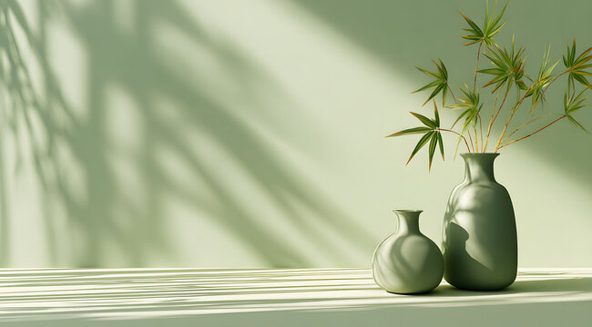 vase with bamboo leaf