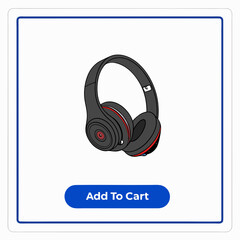 Black and Red Over Ear Headphones Product Illustration