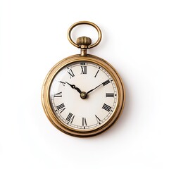 Antique pocket watch, top-down view, light golden brass