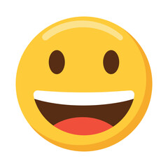 Fototapeta premium Happy smiling emoji face with a wide open mouth and a broad grin, isolated on a