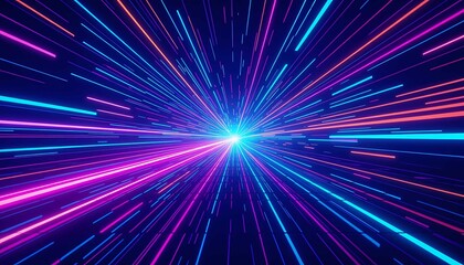 A Futuristic Journey Through an Abstract Digital Tunnel of High-Velocity Neon Light Streaks