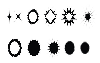 Star round sticker tag icon shape set.