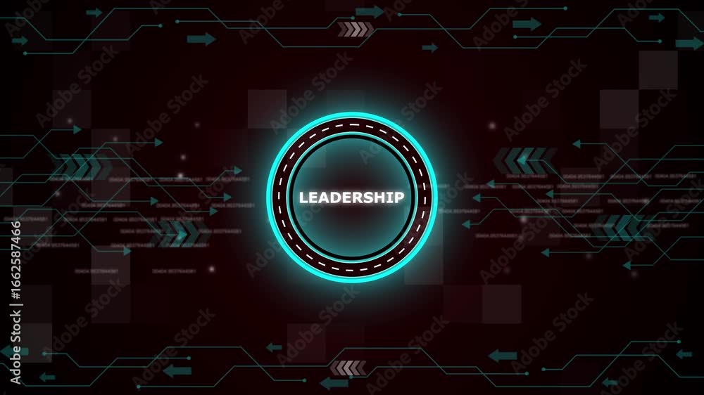Poster leadership business management. technology background with cyberspace hud elements animation. abstra