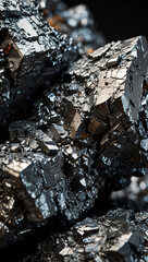 Macro Shot of Raw Lanthanum Ore with Metallic Texture on White Background