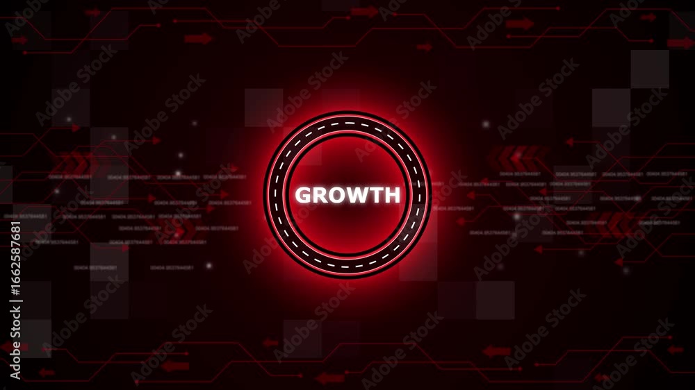 Poster business growth concept. development to success and motivation. data text animation . hud aliments t