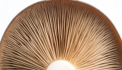 Close up of mushroom gills texture with copy space background, perfect for nature studies, fungi concepts, organic food visuals, botanical details, and culinary design projects.