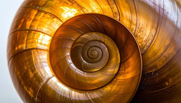 Golden spiral shell close-up