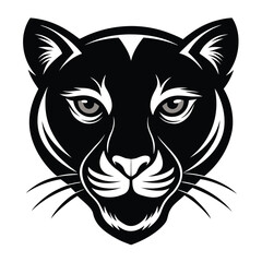 A mysterious and symmetrical silhouette of a panther's face, on a clean background