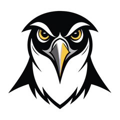 Obraz premium A symmetrical logo of a peregrine falcon's head, representing speed and power