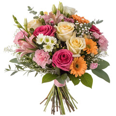  Bouquet Set in Different Poses on Transparent Background for Floral Design, Wedding Decor, or Romantic Illustration