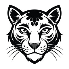 Obraz premium A symmetrical silhouette of a prowling leopard's head, symbolizing stealth and power