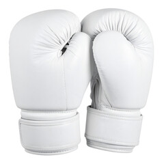 White boxing gloves, fighting and fitness on transparent background