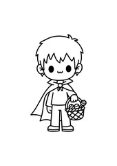 Kawaii Vampire Character Line Art