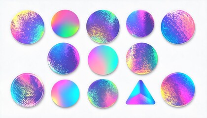 Collection of iridescent circular & triangular shapes