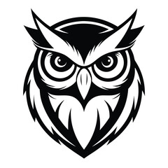 Obraz premium A compact and symmetrical logo of a short owl's head, with a minimalist design