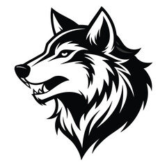 Naklejka premium Isolated and symmetrical silhouette of a wolf head in a howling pose, perfect for a logo