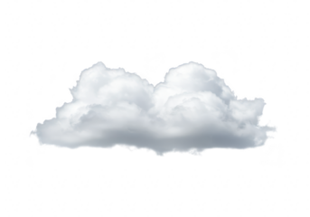 Fluffy white and gray cloud, isolated on transparent background