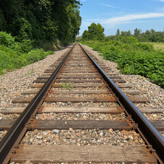 train tracks through the countryside