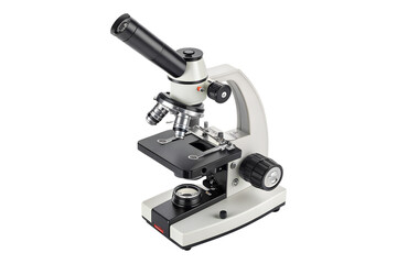 Microscope used for scientific research and laboratory analysis isolated on transparent background