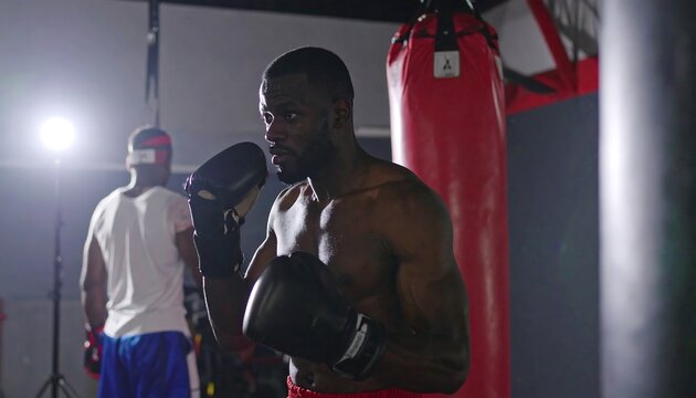 Boxer training, gym, shadow boxing