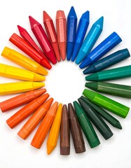 Colorful crayons arranged in a circle