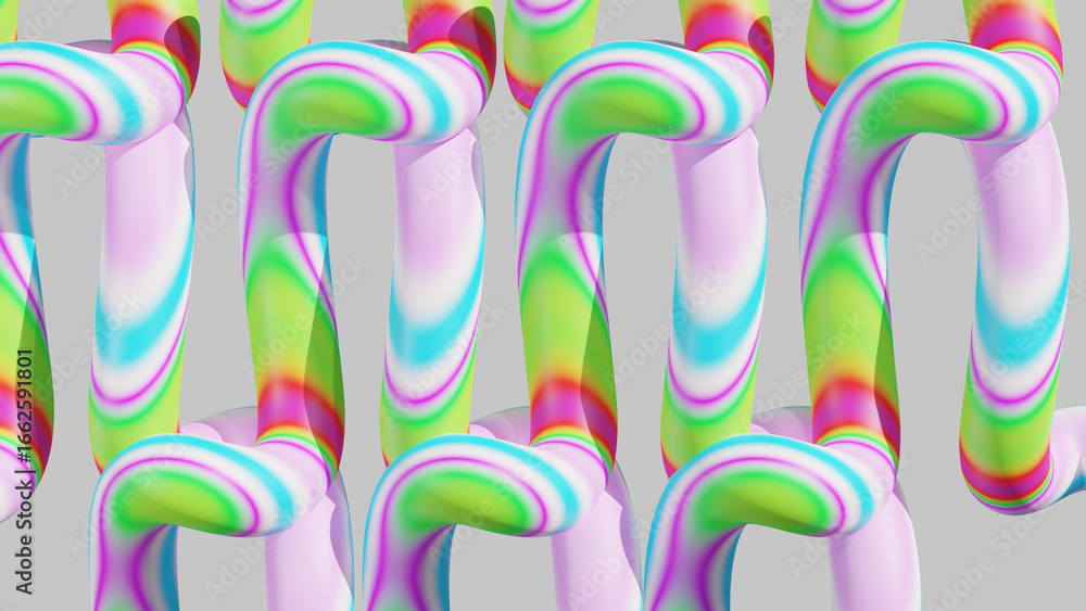 Aufkleber 3d render abstract background of multicolored gradient tubes simple labyrinth