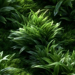 Lush Green Grass Texture in 2D Seamless Top View Design