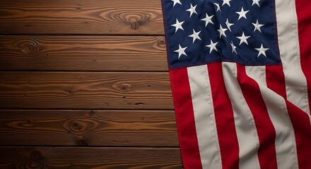 Vintage American flag background on a rustic wood texture, ideal for Memorial Day, 4th of July, or Veterans Day celebrations