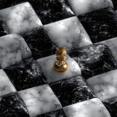 Checkerboard Floor Texture with Marble Design in 2D Top View