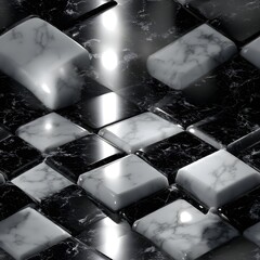 Seamless 2D Checkerboard Marble Floor Texture Top View Design
