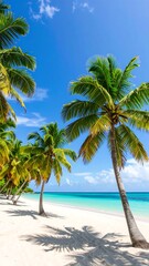 Obraz premium Tropical Beach Palm Trees Sunny Day