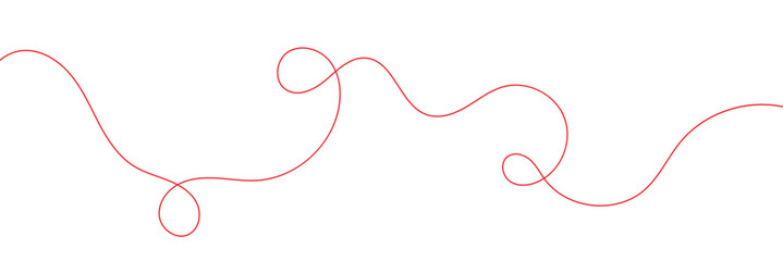 Red thread isolates on a white background. red thread looped in a circle form, symbolizing vector. line of red yarn, long red thread .Vector illustration . EPS 10 . © Micro  Vector Market